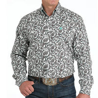 Cinch Men's L/S Classic Fit Paisley Button Down Western Shirt in White