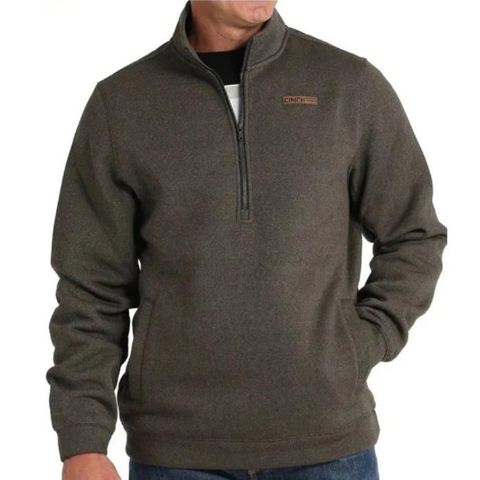 Cinch Men's Logo Half Zip Pullover in Olive