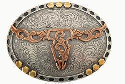 Nocona Oval Multi Color Longhorn Belt Buckle
