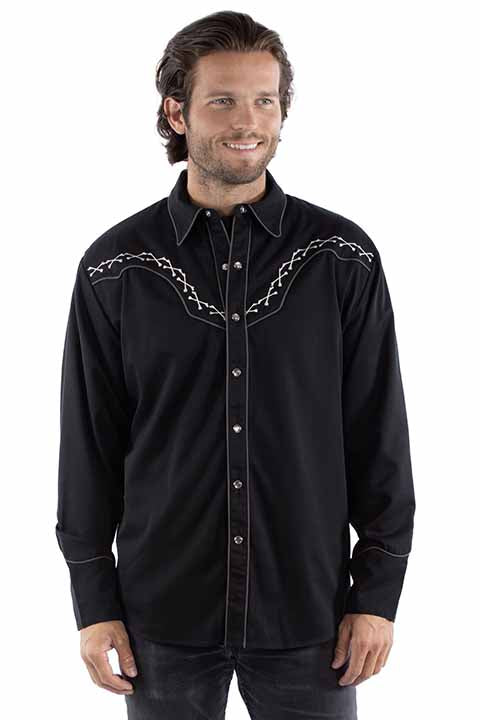 Scully Men's Justice Is Coming Western Snap Shirt in Black