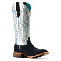 Ariat Women's Frontier Calamity Jane Western Boot in Polo Blue Roughout/ Electric Silver