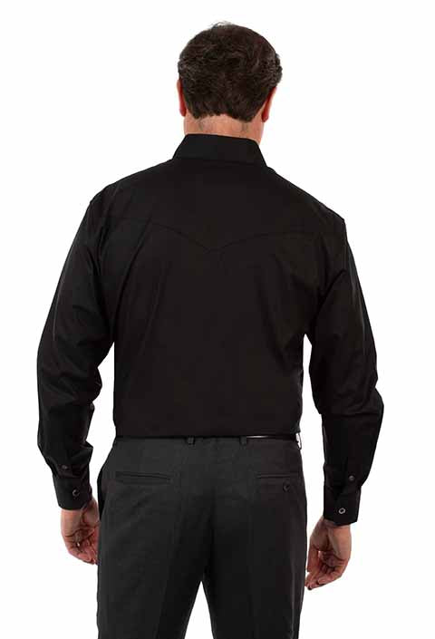 Scully Men's L/S Signature Solid  Western Snap Dress Shirt in Black