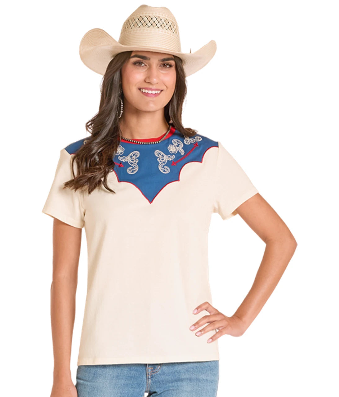 Panhandle Slim Women's Retro Detail Tee in Natural