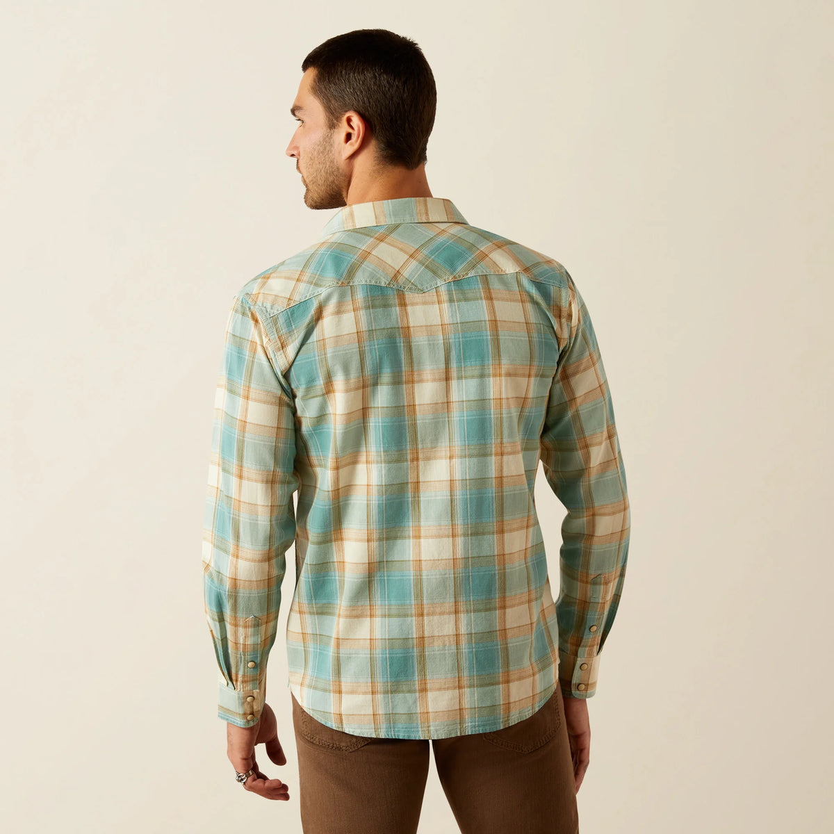 Ariat Men's Hardin L/S Retro Fit Western Snap Shirt in Turquoise