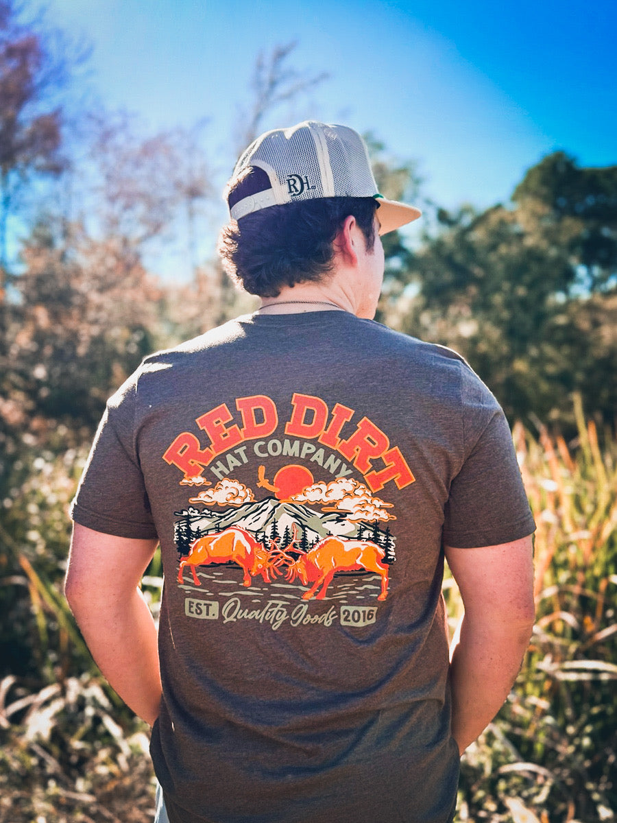 Red Dirt Hat Co. "Rutting Season" Graphic T-Shirt in Heather Brown