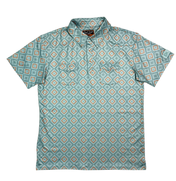 Red Dirt Hat Co. Men's S/S Cowboy Casual Polo in Blue Tribal