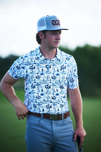 Hooey Men's "The Weekender" Short Sleeve Comanche Golf Polo in White