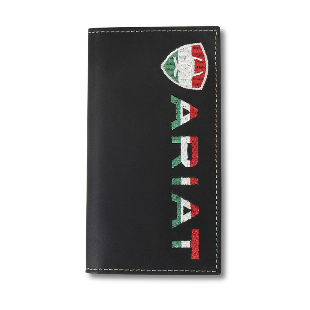 Ariat Men's Mexico Flag Leather Rodeo Wallet/Checkbook Cover