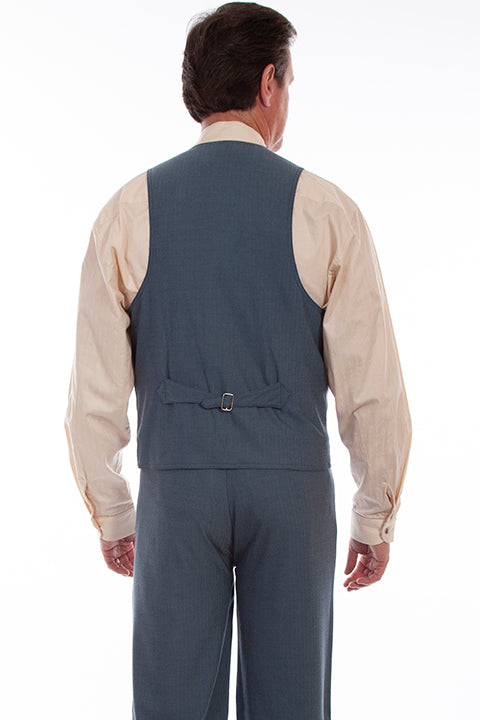 Scully Men's Classic Herringbone Vest in Blue