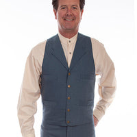 Scully Men's Classic Herringbone Vest in Blue