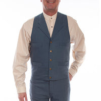 Scully Men's Classic Herringbone Vest in Blue