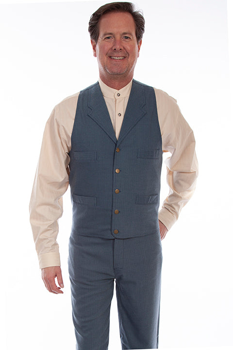 Scully Men's Classic Herringbone Vest in Blue