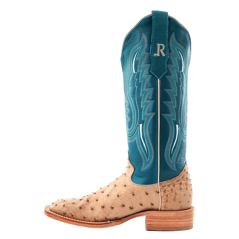 R. Watson Women's Full Quill Ostrich Boot in Sand Bruciato