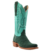 R. Watson Women's Narrow Square Toe Western Boot in Teal Roughout