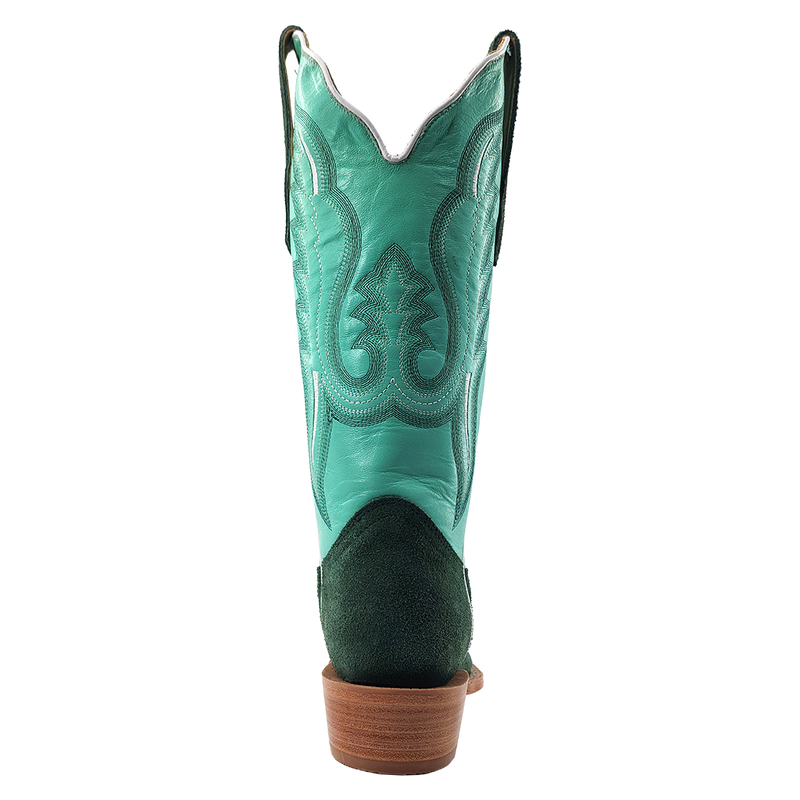 R. Watson Women's Narrow Square Toe Western Boot in Teal Roughout
