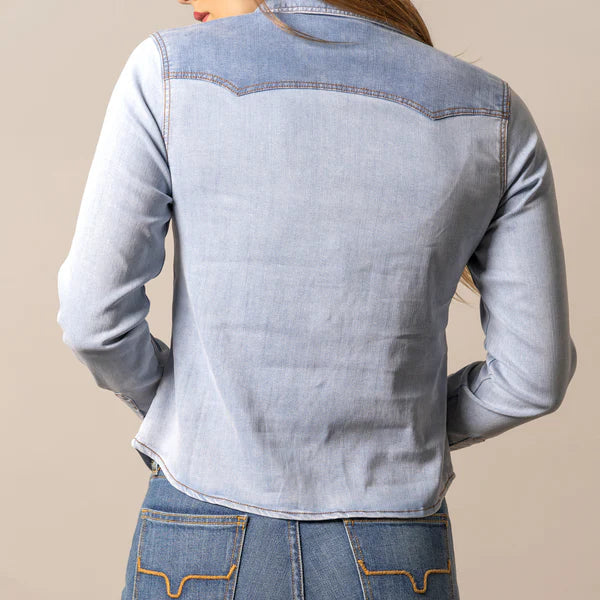 Kimes Ranch Women's L/S Rayna Western Snap Shirt in Light Wash Indigo