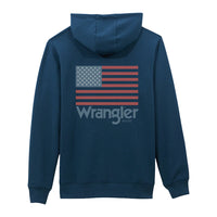 Wrangler Men's American Flag Graphic Logo Pullover Hoodie in Navy