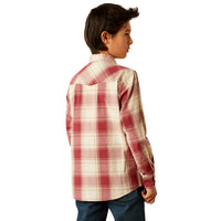 Ariat Boy's Hardwick Retro Fit Western Snap Shirt in Red Plaid