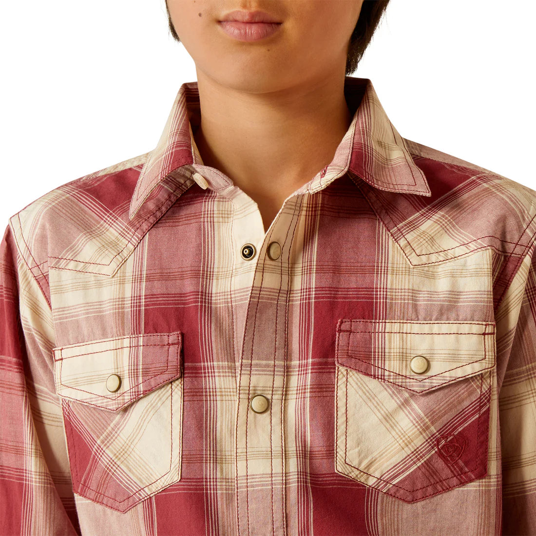 Ariat Boy's Hardwick Retro Fit Western Snap Shirt in Red Plaid