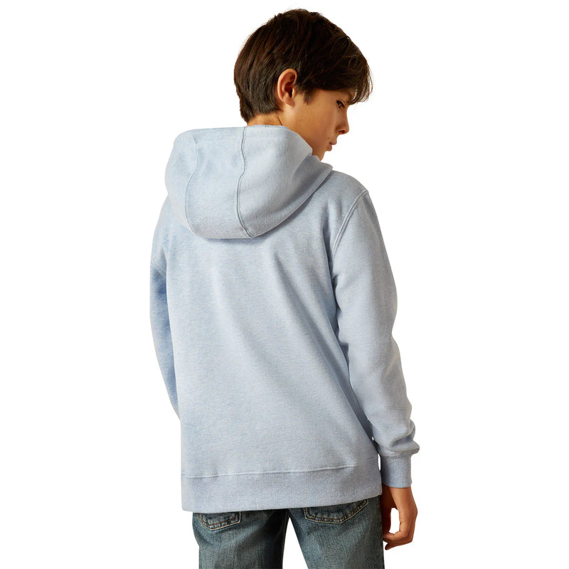 Ariat Youth Boy's Logo Hoodie in Light Blue Heather