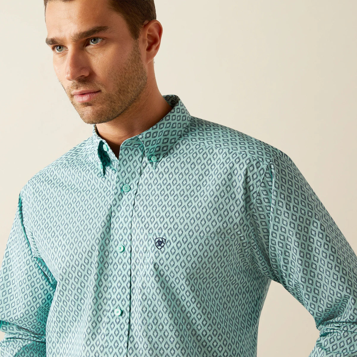 Ariat Men's L/S Canyon Classic Fit Western Button Down Shirt in Mint (Available in Tall Sizes)