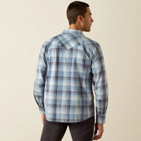 Ariat Men's Hunter L/S Retro Fit Western Snap Shirt in Light Blue Plaid