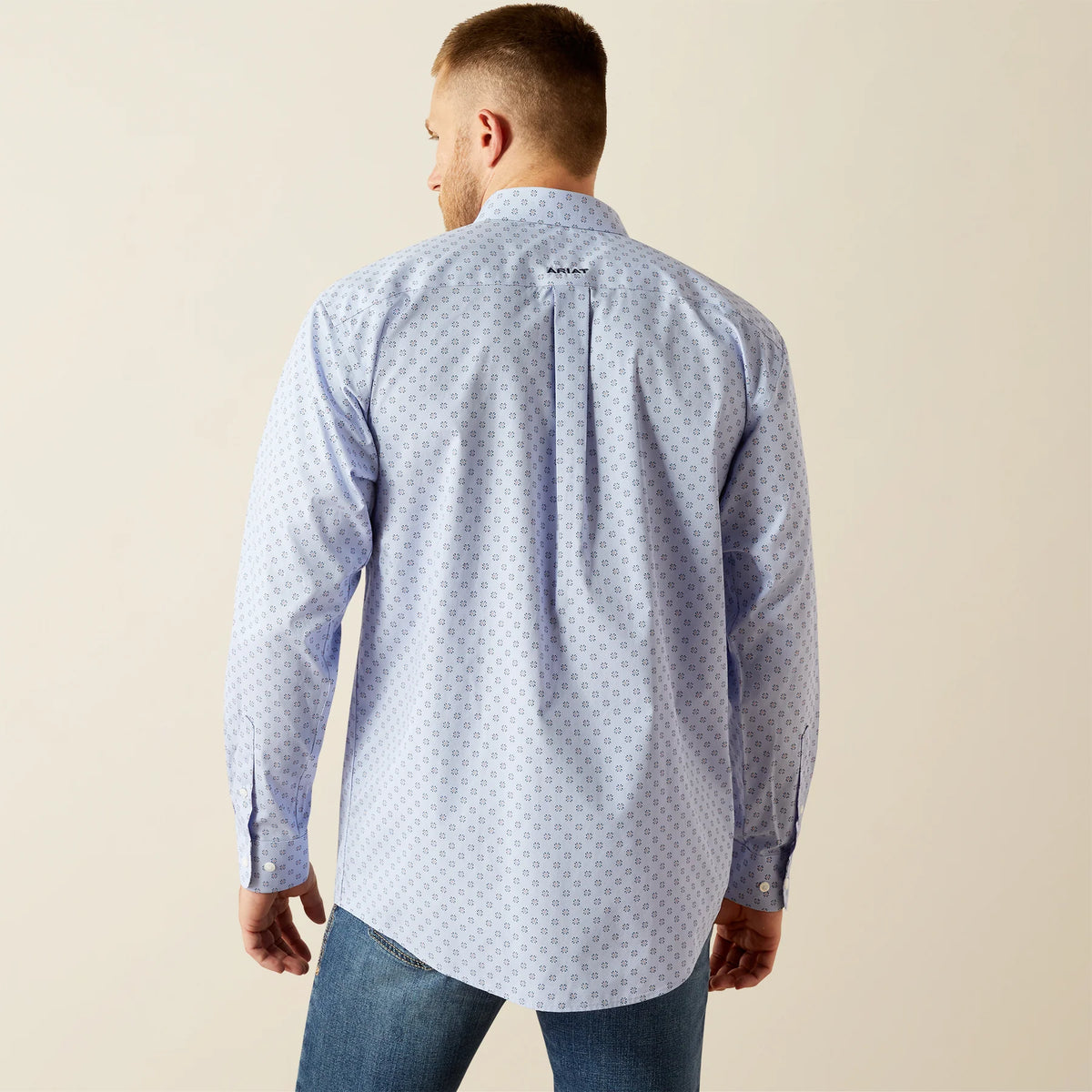 Ariat Men's L/S Wrinkle Free Otello Classic Fit Western Button Down Shirt in Periwinkle