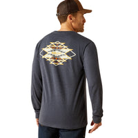 Ariat Men's Saltillo Lockup Graphic L/S T-Shirt in Navy Heather