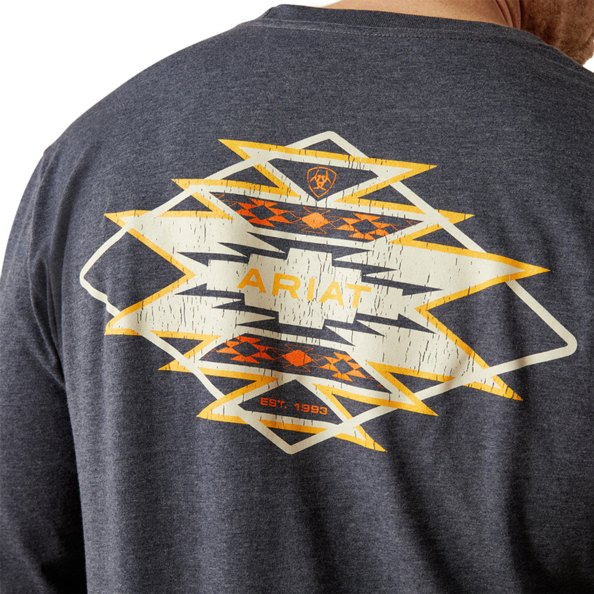 Ariat Men's Saltillo Lockup Graphic L/S T-Shirt in Navy Heather