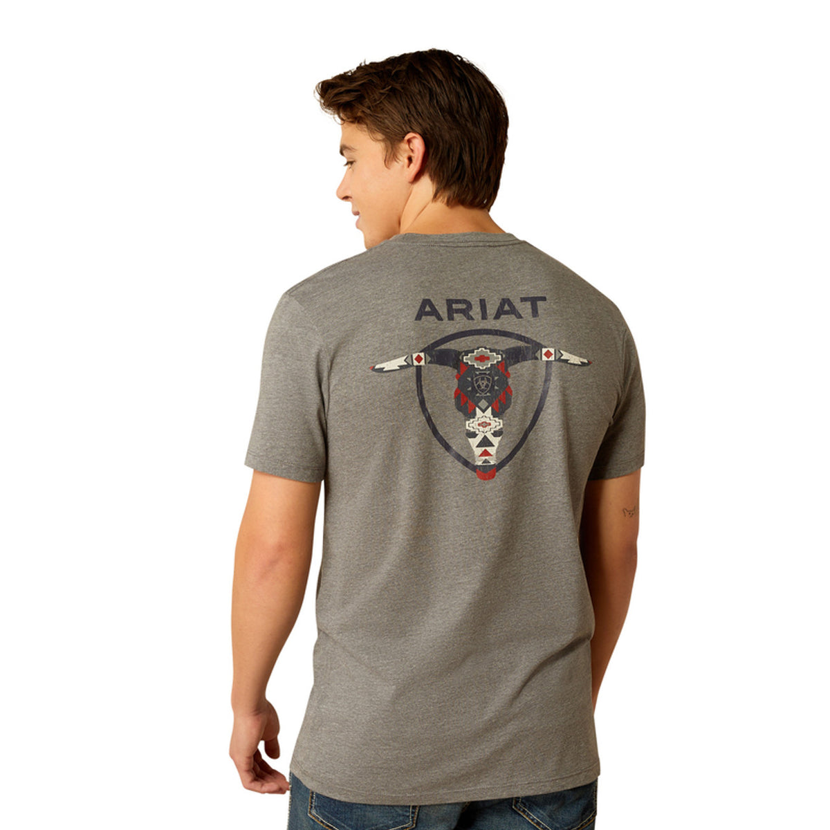 Ariat Men's Southwestern Longhorn Graphic T-Shirt in Graphite Heather