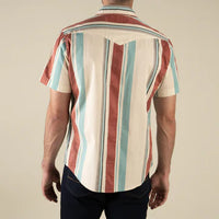 Sendero Provisions Co. Men's S/S The Wyatt Pearl Snap Serape Shirt in Stagecoach Stripe