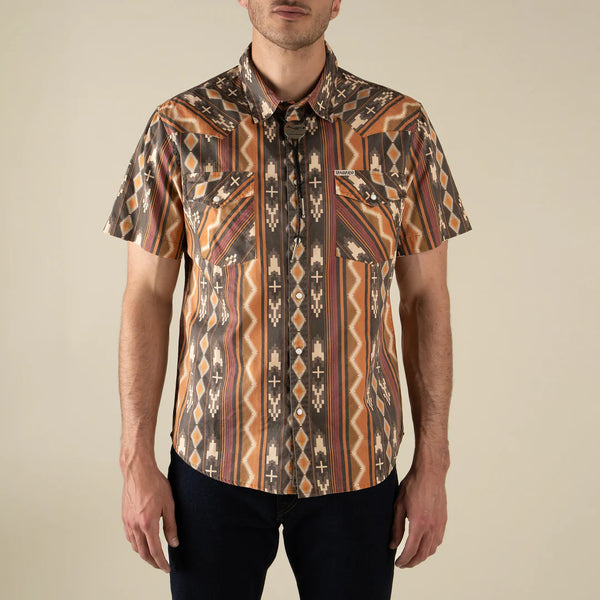 Sendero Provisions Co. Men's S/S The Wyatt Pearl Snap Serape Shirt in Tempe Stripe