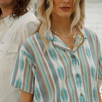 Sendero Provisions Co. Women's The Isla Top in Tuscon Stripe-Faded Teal