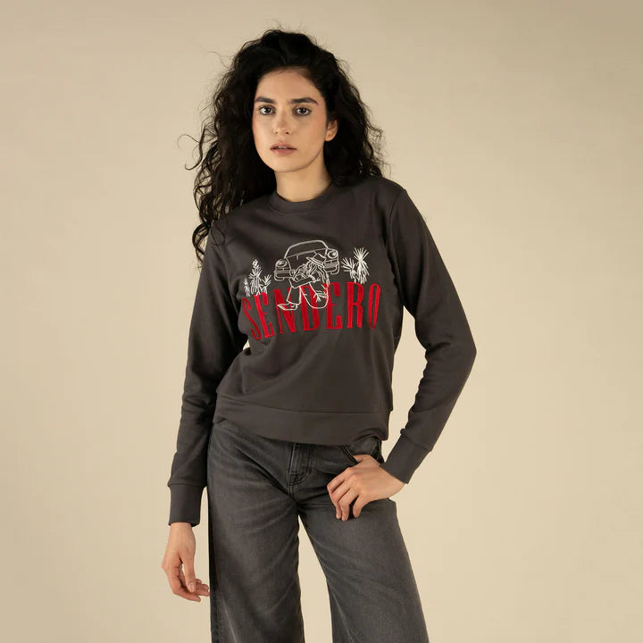 Sendero Provisions Co. Women's Desert Drifter Drop Shoulder Sweatshirt in Vintage Black