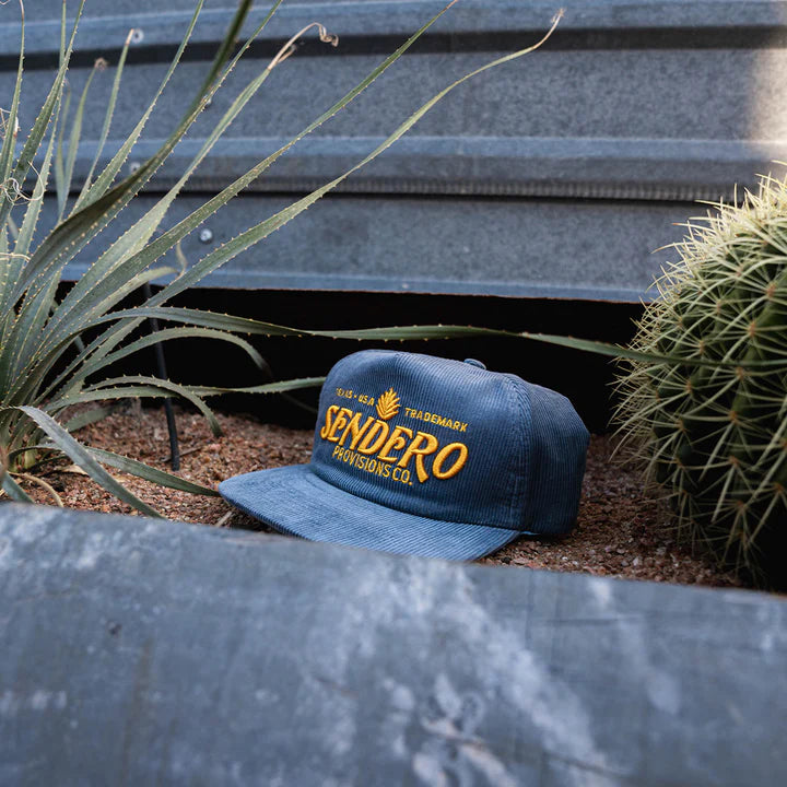 Sendero Provisions Co. Logo Corduroy Snapback Hat in Blue & Yellow