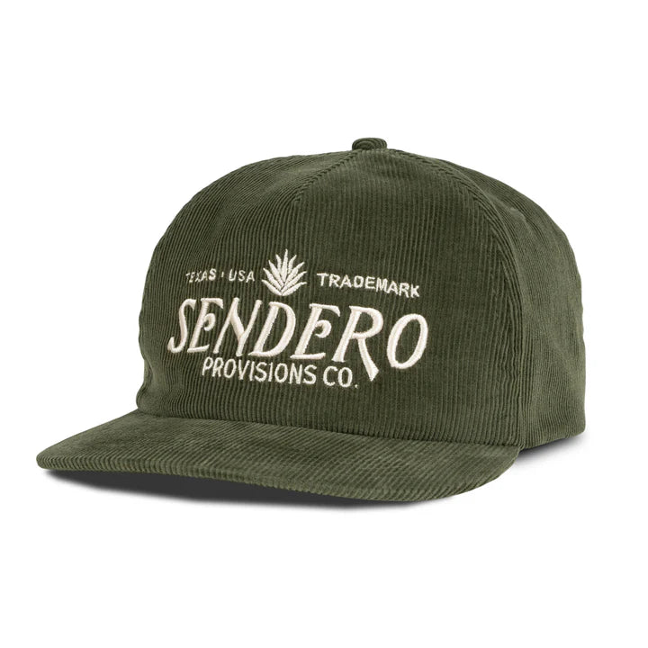 Sendero Provisions Co. Logo Corduroy Snapback Hat in Olive