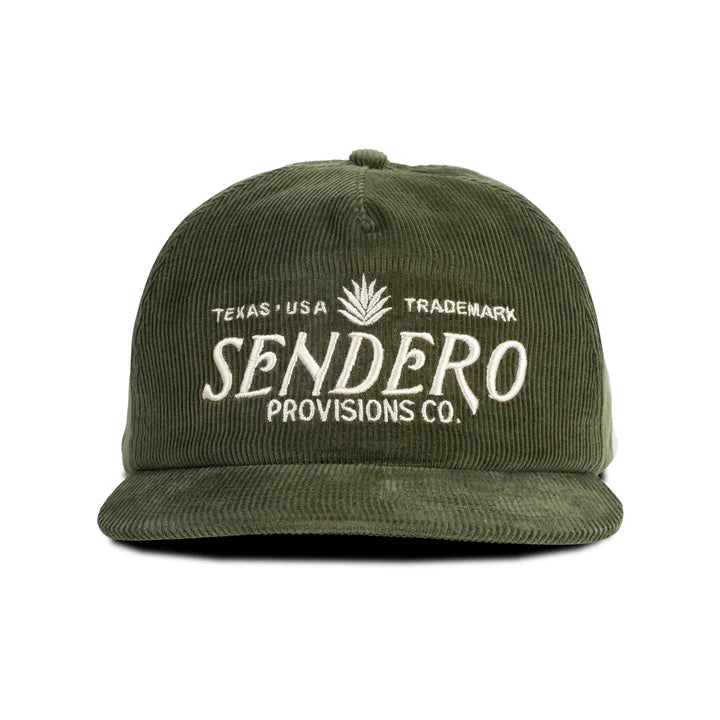 Sendero Provisions Co. Logo Corduroy Snapback Hat in Olive