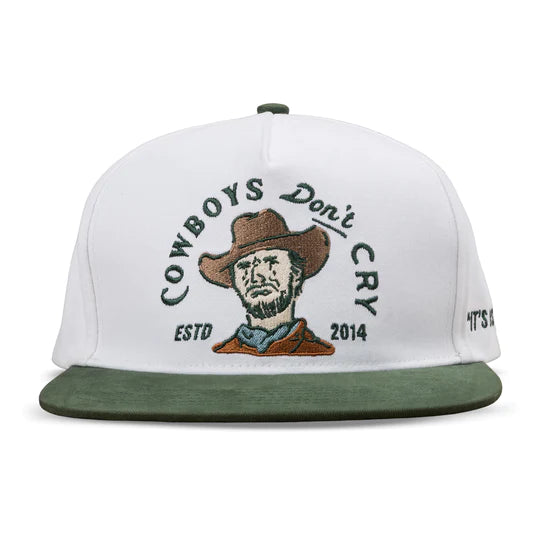 Sendero Provisions Co. Men's "Cowboys Don't Cry" Snapback in Ivory