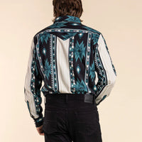 Sendero Provisions Co. Men's L/S The Wyatt Pearl Snap Serape Shirt in Oasis