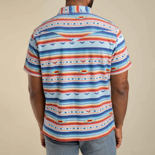 Sendero Provisions Co. Men's Cantina Terry Polo in Southwest Red/Blue
