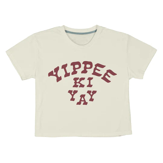 Sendero Provisions Co. Women's Yippee Ki Yay Cropped T-Shirt in Beige