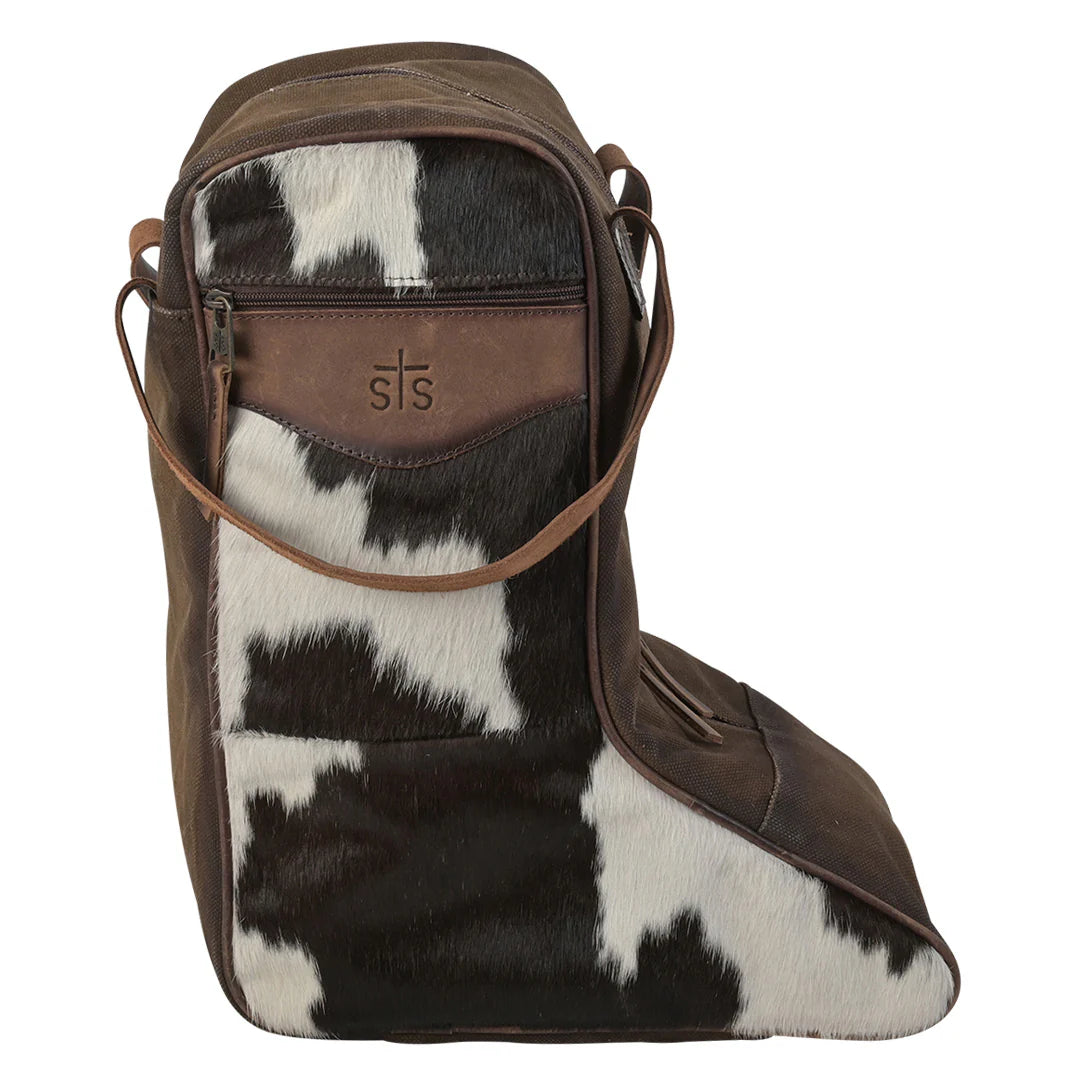 STS Ranchwear Cowhide Canvas Boot Bag