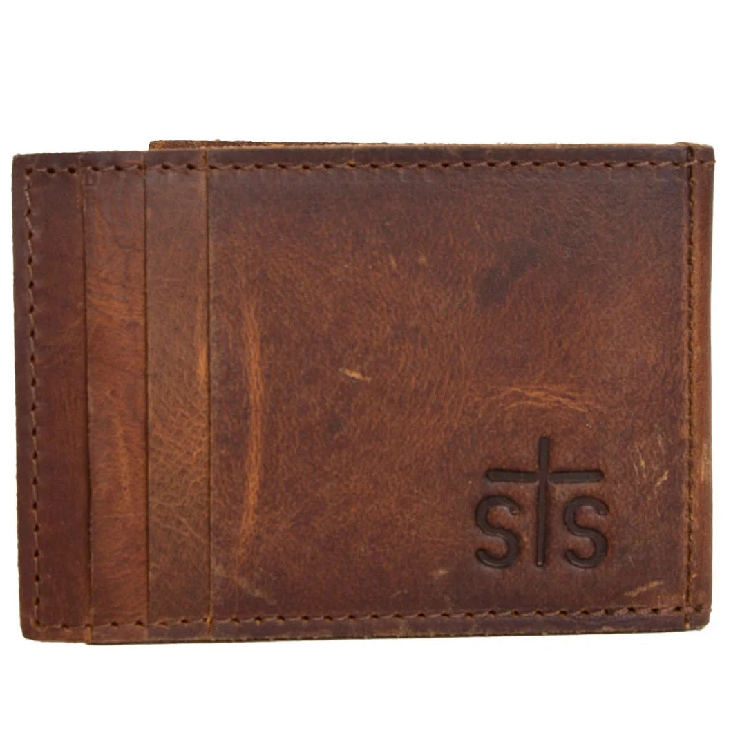 STS Ranchwear Tucson Brown Leather Money Clip Card Wallet