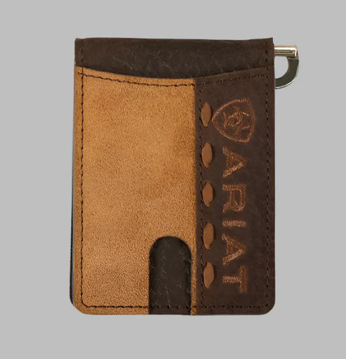 Ariat Men's Roughout Croco Tan Bifold Money Clip