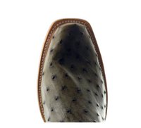 R. Watson Men's Forrest Green Full Quill Ostrich Narrow Square Toe Boots