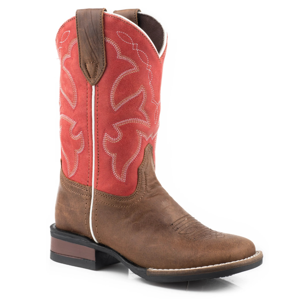 Roper Boy's Monterey Leather Boot in Dark Tan