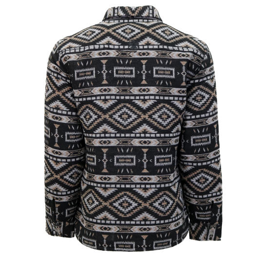 Hooey Men's Durango Aztec Sherpa Lined Shacket in Black