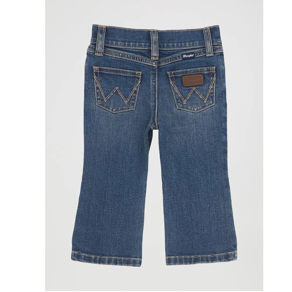 Wrangler Baby and Toddler Boy's Stitched Pocket Slim Boot Jean in Johnny