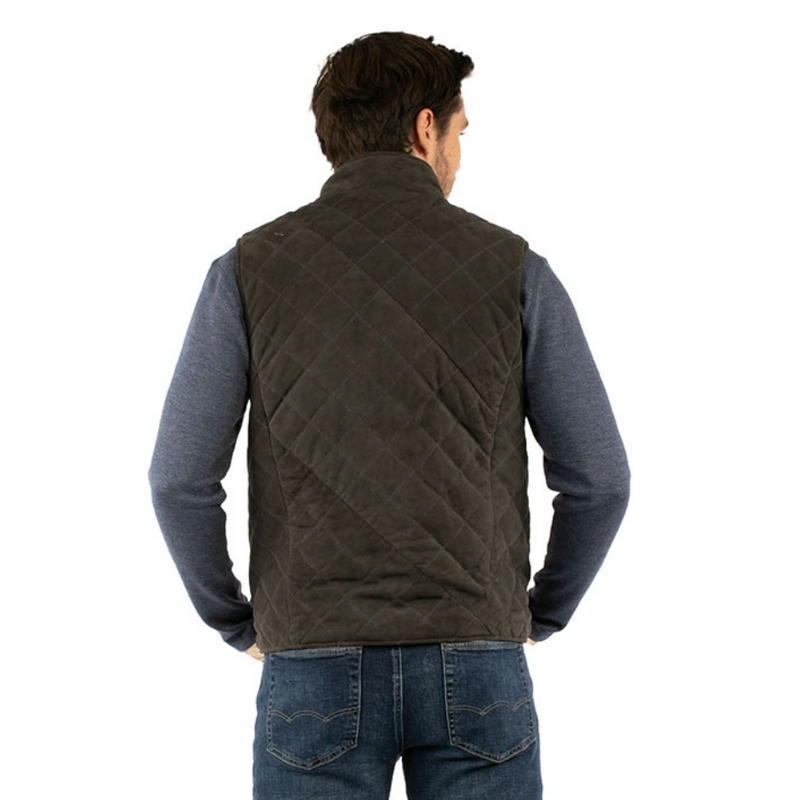 Scully Men's Quilted Leather Reversible Vest in Charcoal