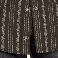 Rock & Roll Denim Men's L/S Wallpaper Print Western Snap Shirt in Black